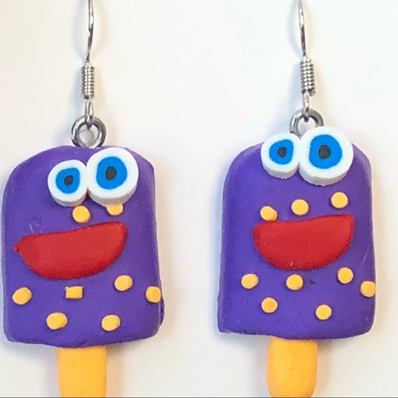 New Popsicle Clay Polymer Fun Food Novelty Earrings Purple Party Gifts Unique - Picture 1 of 4